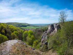 a view from the top of a mountain at Ferienhaus Sanddornweg an der Therme Obernsees in Truppach +5 photos