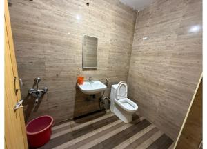 a bathroom with a toilet and a sink at Hotel Golden City in Ooty +45 photos