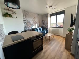 Televisyen dan/atau pusat hiburan di Appartement à 10 minutes à pied de la mer