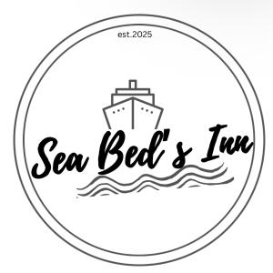 a label for sea bed and inn with a castle on the waves at Sea Bed's Inn in Glan