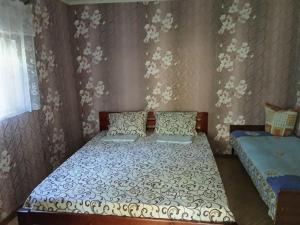 a bedroom with a bed and a wall at Валентина in Kurortne
