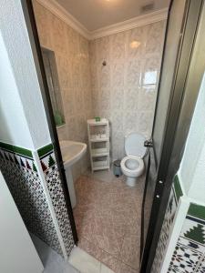 ein kleines Badezimmer mit Toilette und Waschbecken in der Unterkunft Apartamento Teresa - Centro de Campillos in Campillos