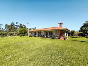 a house with a large yard with a swing at Casa das Quintas - Refúgio Rural com Piscina in Além da Ribeira