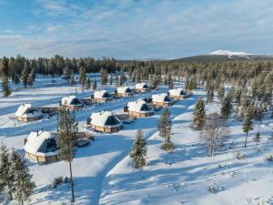an aerial view of a resort in the snow at Reindeer Manor Levi in Levi
