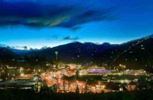 a view of a city lit up at night at Urban Cowboy Holiday home in Gatlinburg