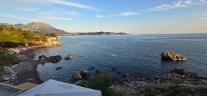 巴尔Beachfront Blue Panorama的岩石的一大片水景