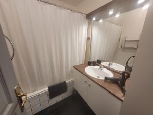 a bathroom with a sink and a mirror at Appartement Moderne & Proche Commodités in Toulouse +6 photos