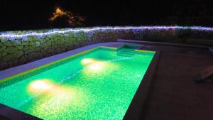 a swimming pool with lights in a backyard at night at Villa Leen Dubrovnik in Ðurinići