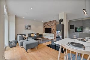 Kuchyň nebo kuchyňský kout v ubytování Wellenzeit Ferienhaus Wellenzeit