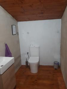 a bathroom with a toilet and a sink at Casa Valeriana Guijosa in Guijosa