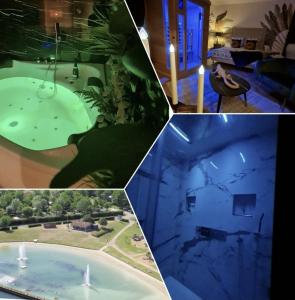 Bazén v ubytování Escapade Mâconnaise Spa-Sauna-Ciel de pluie tropicale-Champagne Nuit Romantique nebo v jeho okolí