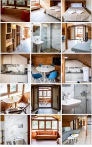 a collage of photos showing different types of furniture at ANGO Secont Floor Apartment in Stavros