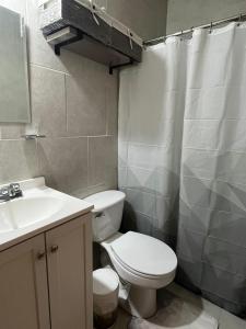 ein Badezimmer mit Toilette und Waschbecken in der Unterkunft nice comfortable house an excellent location, in Aguascalientes