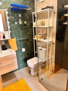a bathroom with a toilet and a shower at Le mataki in Mohammedia
