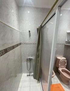 a bathroom with a toilet and a shower stall at Appartement Najma in Tangier