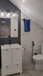 a bathroom with a white sink and a toilet at Casa Loma Lola in Molinaseca +14 photos