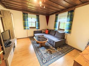 a living room with a couch and a tv at Holiday Home Gebhardt by Interhome in Zederhaus