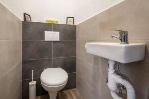 un baño con lavabo e inodoro en Chata Homola - Telgárt Resort, en Telgárt 38 fotos más