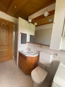 un baño con inodoro y lavabo en Montiva - The Green Lodge, en Asiago