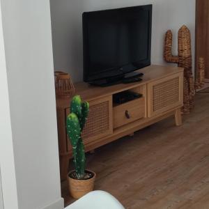 Μια τηλεόραση ή/και κέντρο ψυχαγωγίας στο Appartement T3 dans villa avec piscine