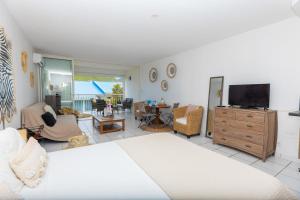 - un grand salon avec un lit et une télévision dans l'établissement Jolie Studio Mont Vernon Escape, à Cul de Sac 22 autres photos