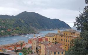 a view of a city with a river and buildings at Silent Bay Apartments in Sestri Levante