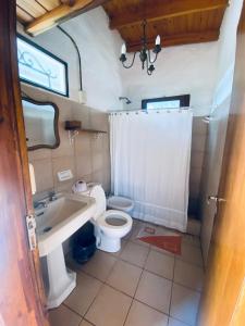 een badkamer met toilet en wastafel bij Posada Rio Tala in Río Tala