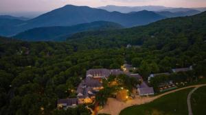 an aerial view of a house in the mountains at Dobie 48 with Wintergreen Advantage in Wintergreen