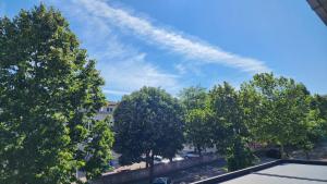 a group of trees in front of a blue sky at Studio Apartman Tina in Posušje