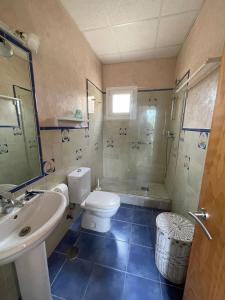 a bathroom with a toilet and a sink and a shower at Calle Oceano atlantico 66 in El Puerto de Santa María