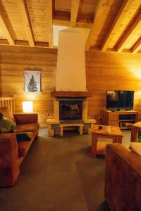 Un televizor și/sau centru de divertisment la CASA-Chalet des Ponts : Évasion au Col Madeleine