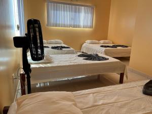 ボン・ジェズス・ダ・ラパにあるEspaço Dona Dejaの部屋にベッドが3つある部屋