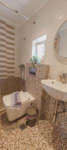une salle de bain avec toilettes et lavabo dans l'établissement Theotoki Attic Studio, à Corfou