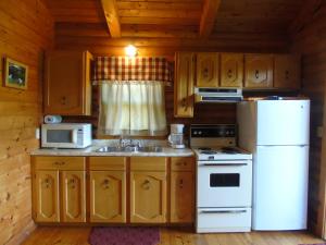 Virtuve vai virtuves zona naktsmītnē Cajun Cedar Log Cottages