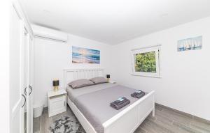Un dormitorio blanco con una cama y una ventana. en 1 Bedroom Nice Apartment In Stanici, en Stanići