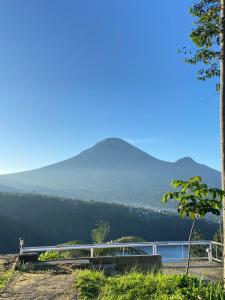 a view of a mountain and a lake at Glamping Visit Telaga Menjer in Garung