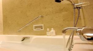 a bathroom with a sink with a faucet at Hotel de Premiere Minowa in Inawashiro