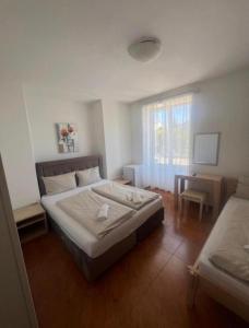 a bedroom with two beds and a window at San Valentino hostel in Bašanija