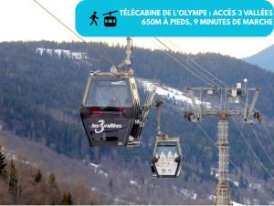 2 gondoles sur une remontée mécanique dans les montagnes dans l'établissement Appartement cosy proche centre thermal et télécabine 3 vallées, à Brides-les-Bains