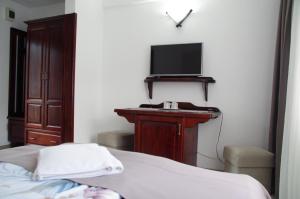 Un televizor și/sau centru de divertisment la Vila Iulia +7 fotografii