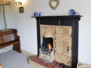 a fireplace with a fire in it in a room at Shrubberies Cottage - Dc5472 in Skinningrove