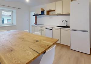 Kuchyň nebo kuchyňský kout v ubytování Apartmány Ústup