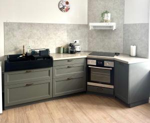 a kitchen with a sink and a stove at La maisonnette d Éline - meublé 3 étoiles in Vittel