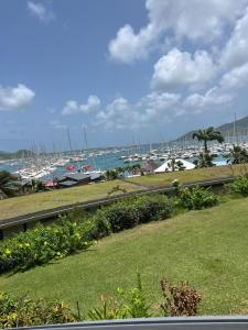 a view of a marina with boats in the water at Marina Sun Tropic in Le Marin