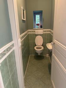 a bathroom with a toilet and a sink at LA Combe in Confolens