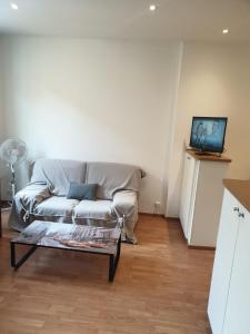 a living room with a couch and a coffee table at Quiet flat center Monaco in Monte Carlo +15 photos