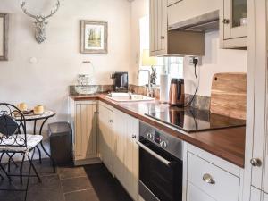 a kitchen with a sink and a counter top at Summerhill Tanyrhos in Blaenau-Ffestiniog