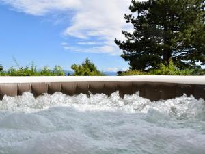 a pool of water in front of a fountain at Chalet Calin - Business & Familles in Arzier