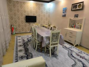 TV a/nebo společenská místnost v ubytování Qusar Garden House -Shahdag Family Chalet