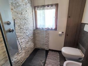 a bathroom with a shower and a toilet at Chalet Altavista by Interhome in Ziano di Fiemme
